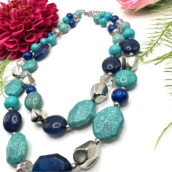 NEW⚜️Turquoise Inspired Acrylic Beaded Necklace - Picture 4 of 6